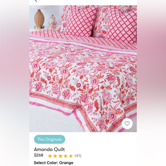 ISO (IN SEARCH OF) - Roller Rabbit Queen Amanda Quilt in Pink/Orange - Picture 2 of 2